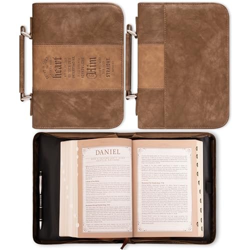 Christian Art Gifts Men's Classic Bible Cover Trust in The Lord Proverbs 3:5, Brown Faux Leather