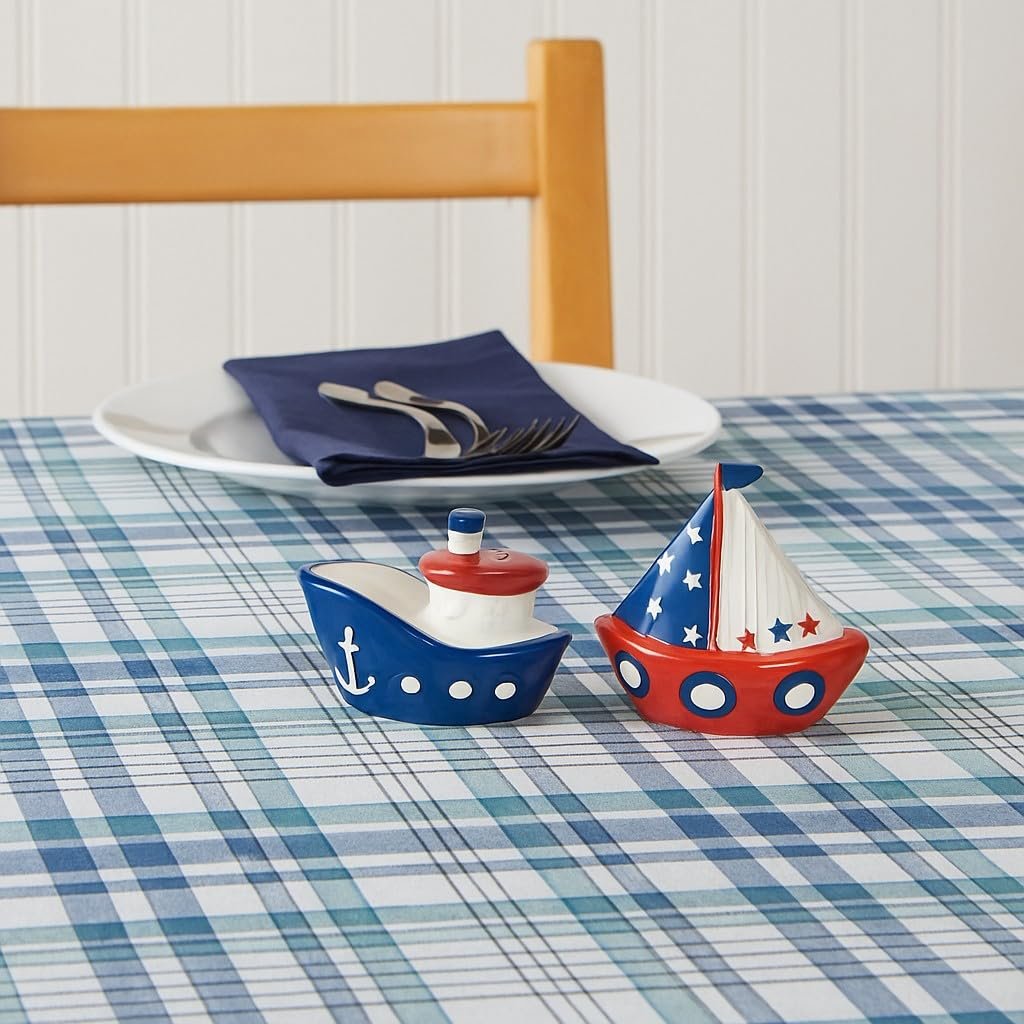 Beachcombers Ships Ahoy Salt & Pepper Set Nautical Coastal Beach Home Kitchen Dining Dinner Table Tabletop Decor Decoration Multi