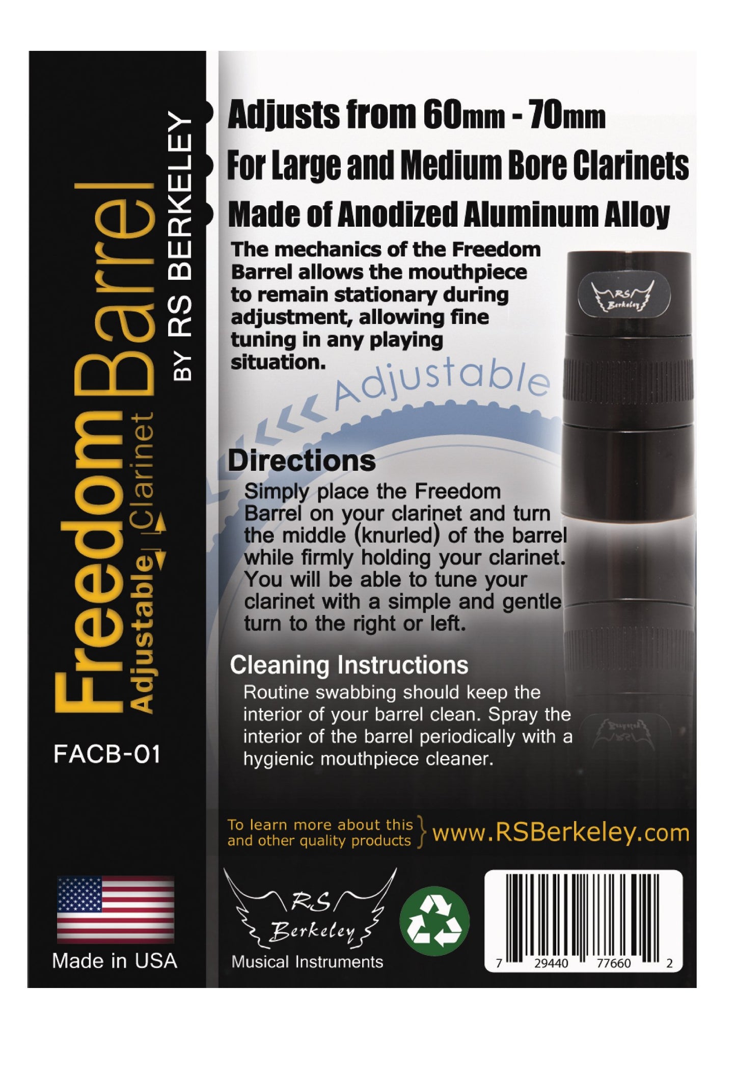 Freedom Adjustable Clarinet Barrel