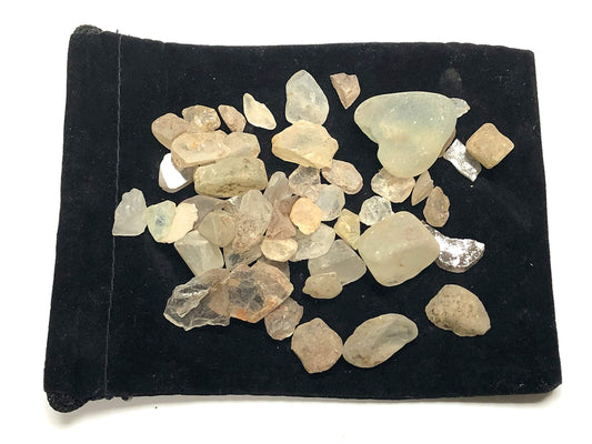 Zentron Crystal Collection Natural Rough Topaz with Velvet Bag Bulk Rocks
