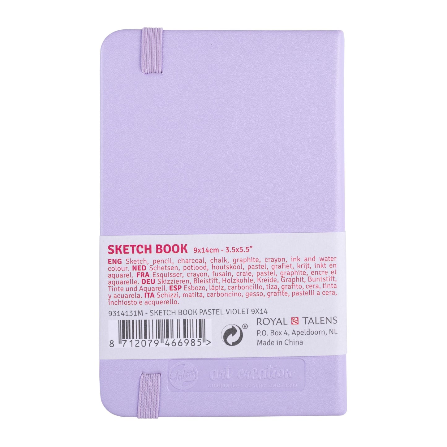 Tarence T9314-131M 452124 Art Creations Sketchbook, Drawing Notebook, 3.5 x 5.5 inches (9 x 14 cm), Pastel Violet