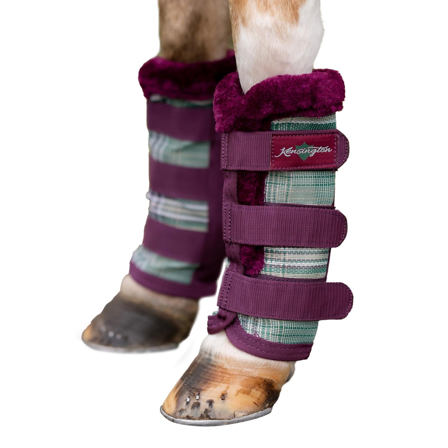 Kensington Natural Horse Fly Boots - Fleece Trimmed - Stay-Up Technology - Protection from Insect Bites and UV Rays - Sold in Pairs (2 Boots) - Medium - Tan