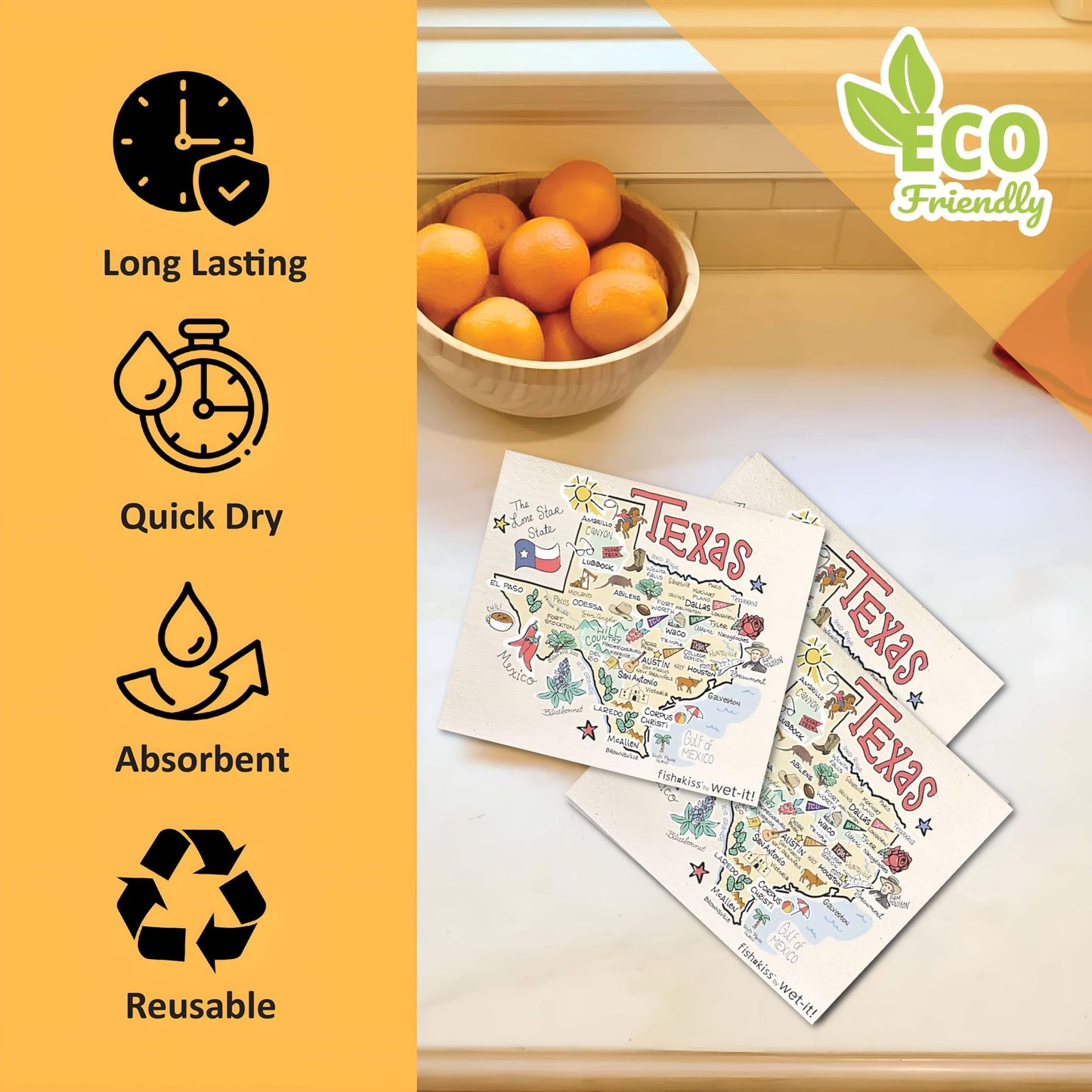 Wet-It! Swedish Dishcloth States – Reusable Paper Towels, Highly Absorbent & Biodegradable Dish Cloths, Non-Scratch, Durable, Machine Washable Cleaning Towels