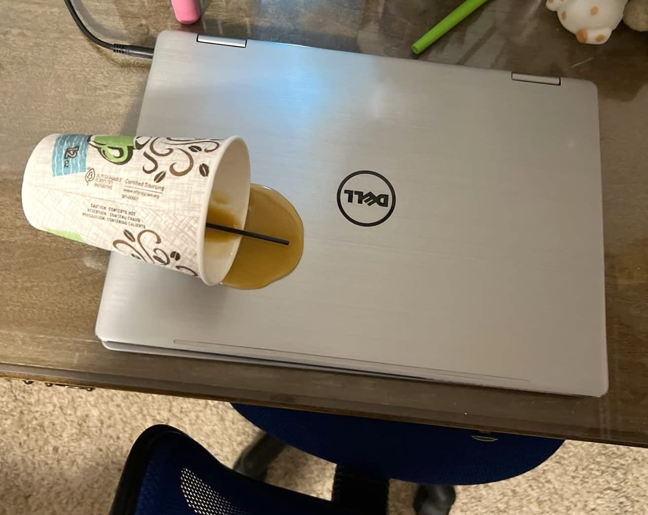 Just Dough It 7.5'' Spilled Disposable Cup of Coffee Replica Prop