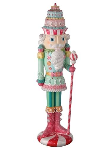 Regency International Resin Pastel Peppermint Nutcracker, 22 Inches, Figurine, Christmas, Tabletop Decor