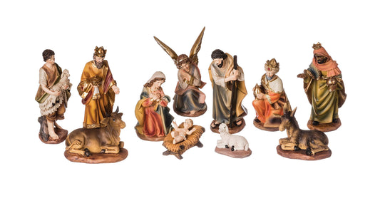 Roman - 11-PC Nativity Set, Color-Washed, 6" H, Resin and Stone Mix, Detailed, Realistic, Christmas Decor, Adorable Gift, Durable