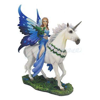 Unicorn Studios WU76726AA Anne Stokes Realm of Enchantment Fairy Statue - Blue