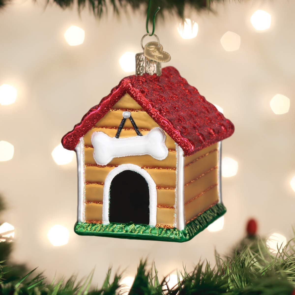 Old World Christmas Ornament, Red and Brown Dog House