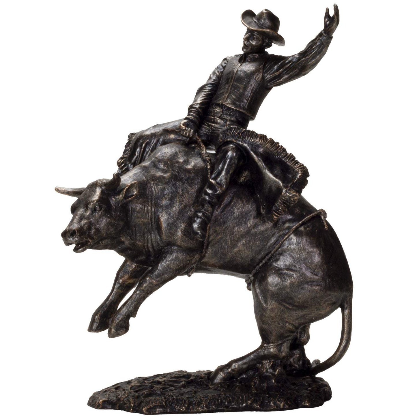 Pacific Giftware American Cowboy on Bull Resin Figurine- Bronze Finish