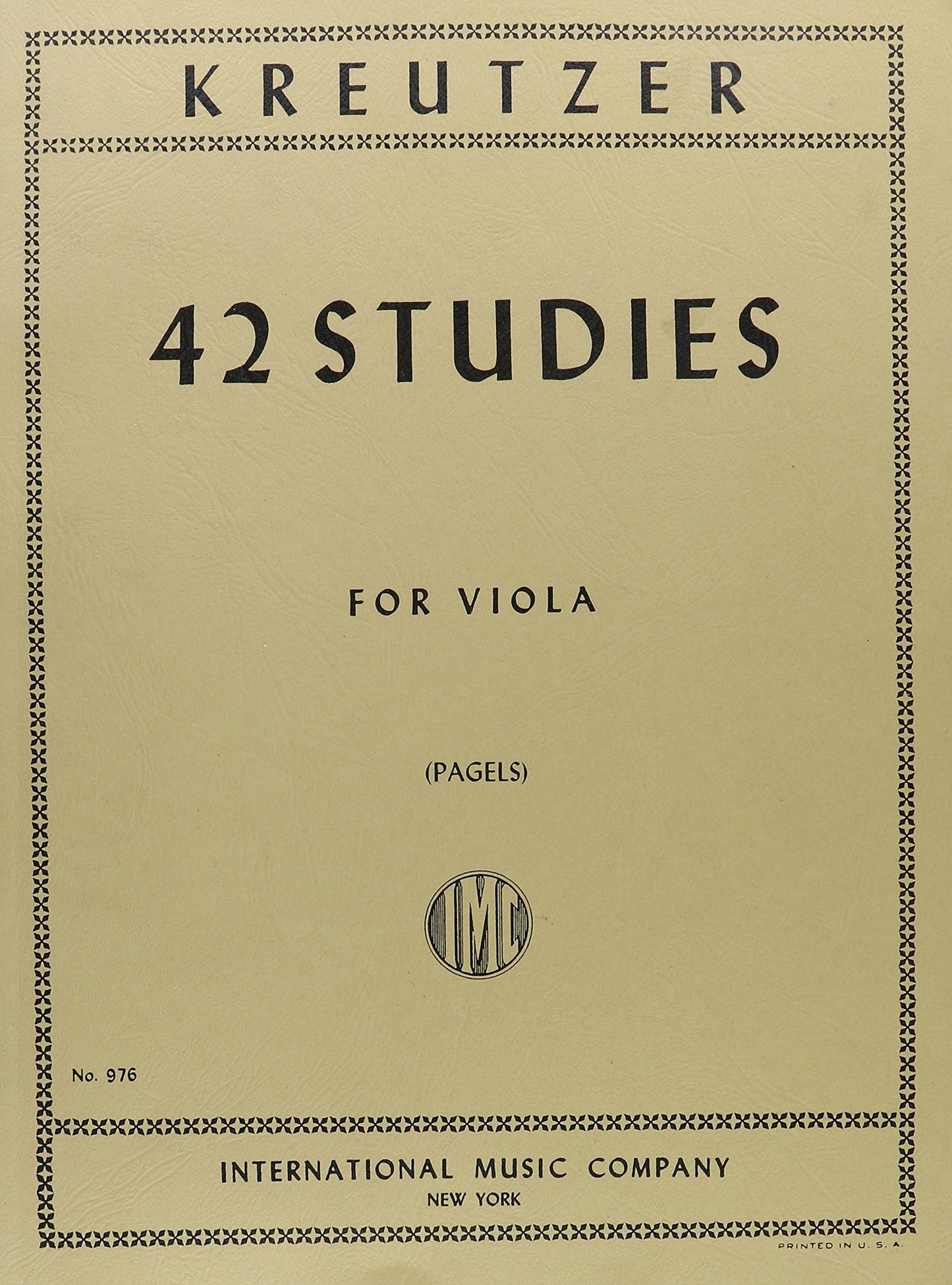 Kreutzer, Rodolphe - 42 Studies - Viola solo - transcribed by L Pagels - International Music Co