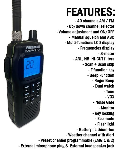 President Randy II FCC - First FCC Approved AM/FM Handheld CB Radio