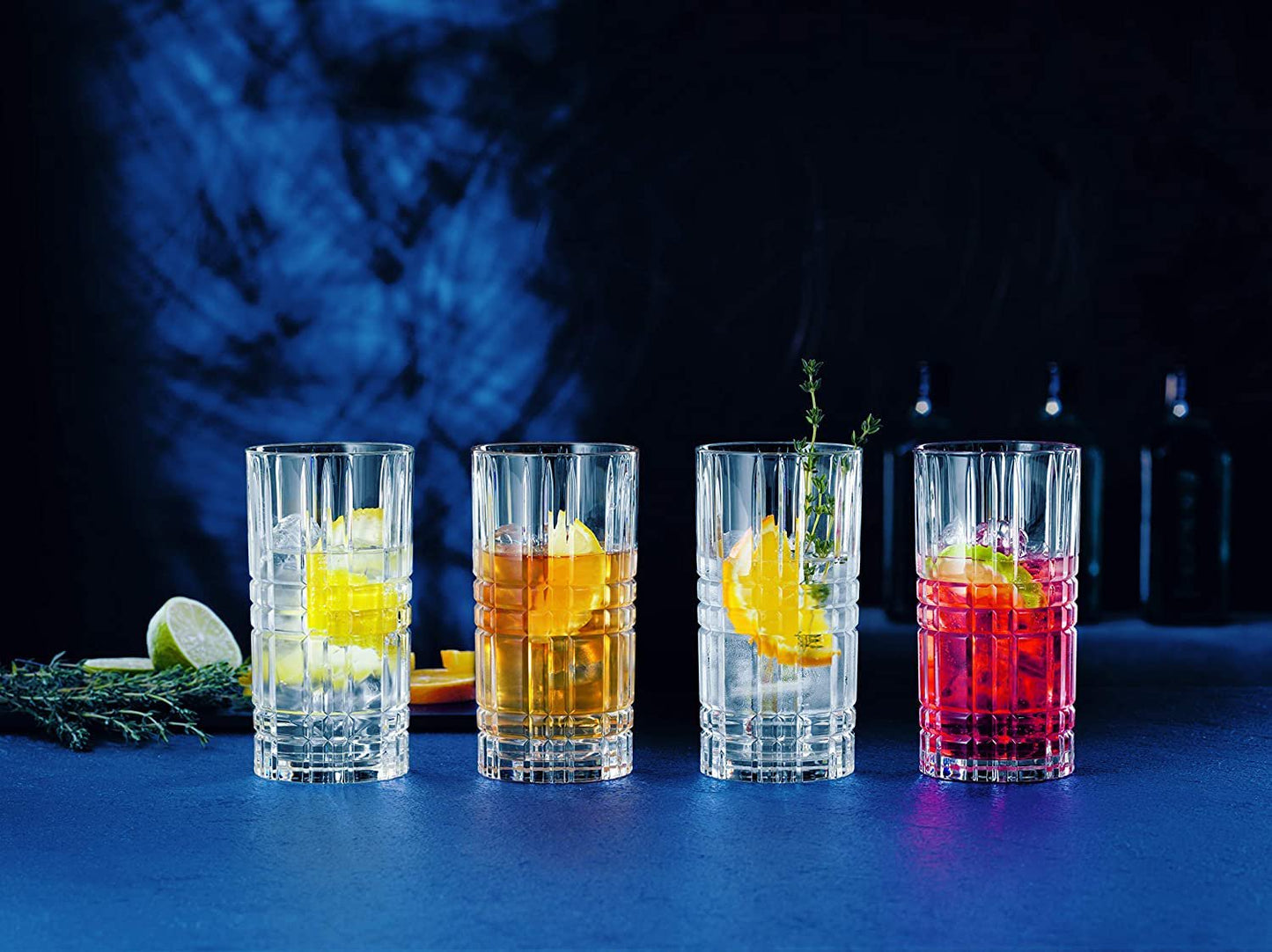 Nachtmann Longdrinkgläser Set 445 ml, 4 Stück, Square, 101049, Cocktailgläser aus Kristallglas, Trinkgläser spülmaschinenfest