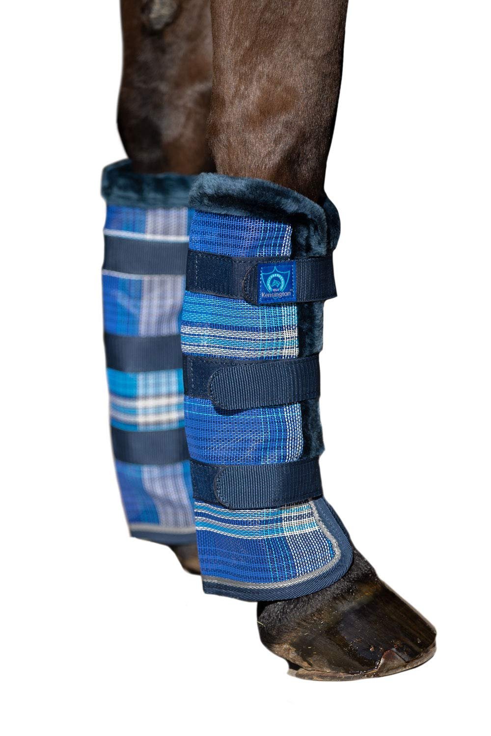 Kensington Natural Horse Fly Boots - Fleece Trimmed - Stay-Up Technology - Protection from Insect Bites and UV Rays - Sold in Pairs (2 Boots) - Medium - Tan