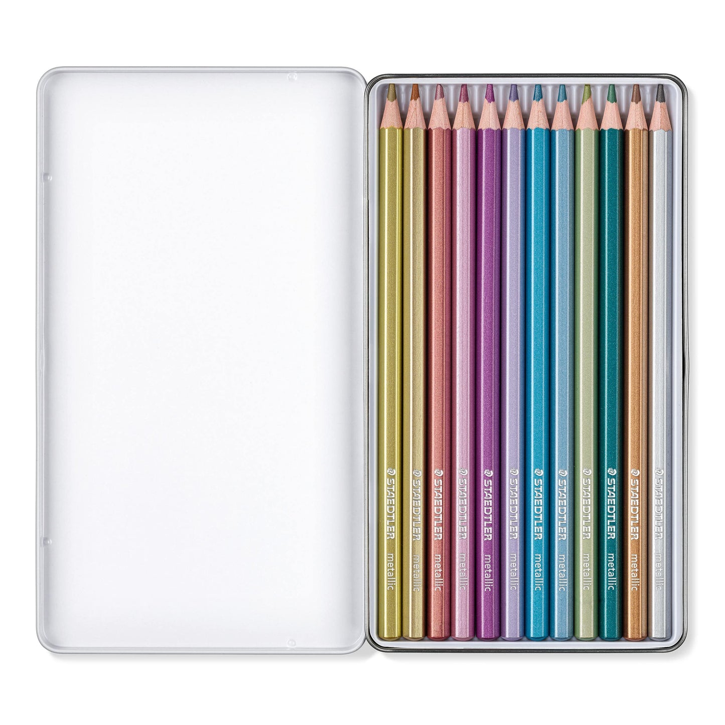 Staedtler Design Journey Metallic Coloured Pencils 12 Colours in Metal Case