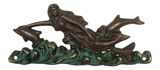 Tropical Nautical Brass Mermaid Dolphin Wall Hook Decor