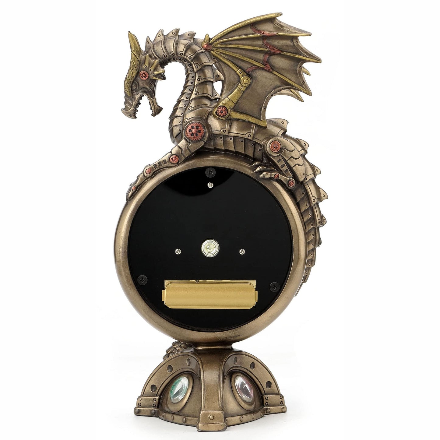 Veronese Design Steampunk Dragon Bronze Finish Table Clock with Moving Clockworks