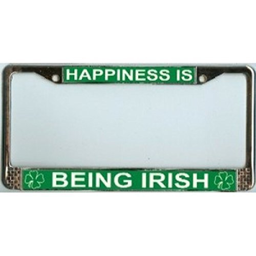 Happiness is Being Irish Metal License Plate Frame Free Screw Caps with This Frame
