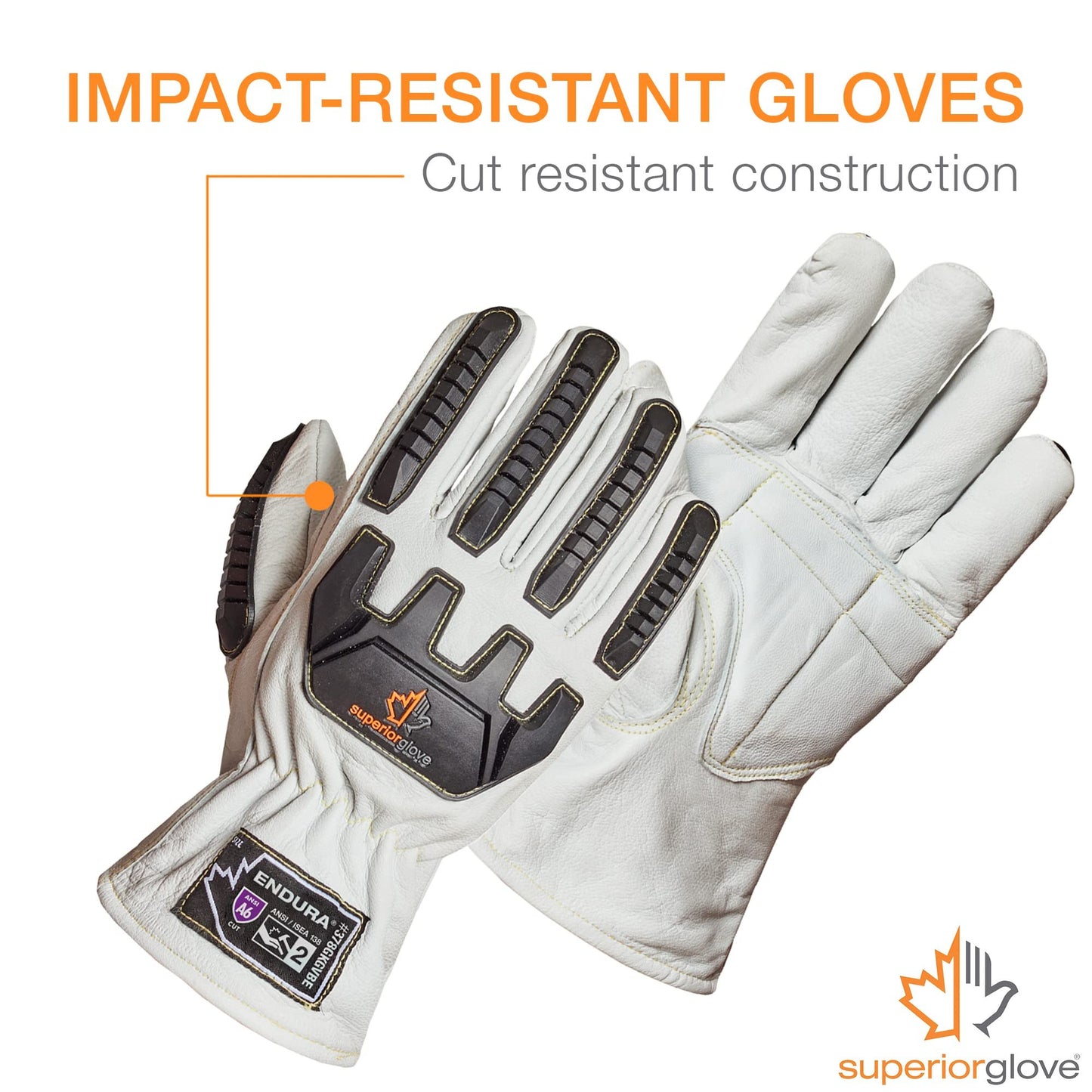 Superior Glove Endura Goatskin Leather Work Gloves Arc Flash Cut Resistant Safety Hand Protection