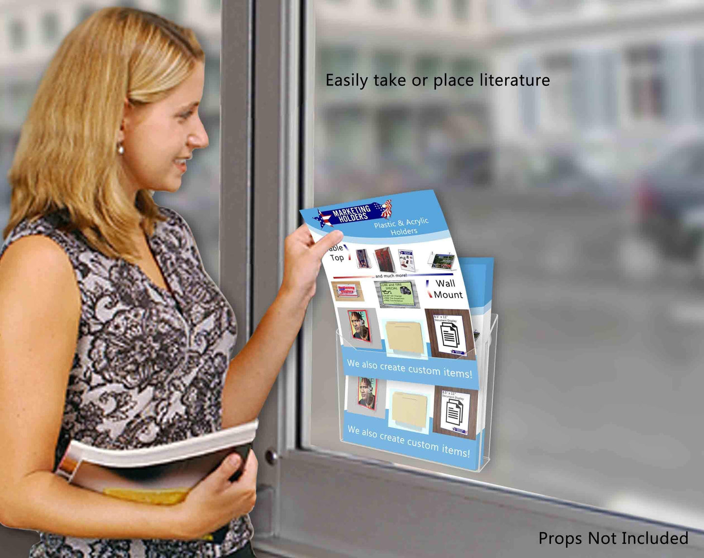 Suction Cup 8.5" Flyer Organizer Rack Literature Holder Catalog Display Durable Clear Acrylic Window or Glass Mount by Marketing Holders
