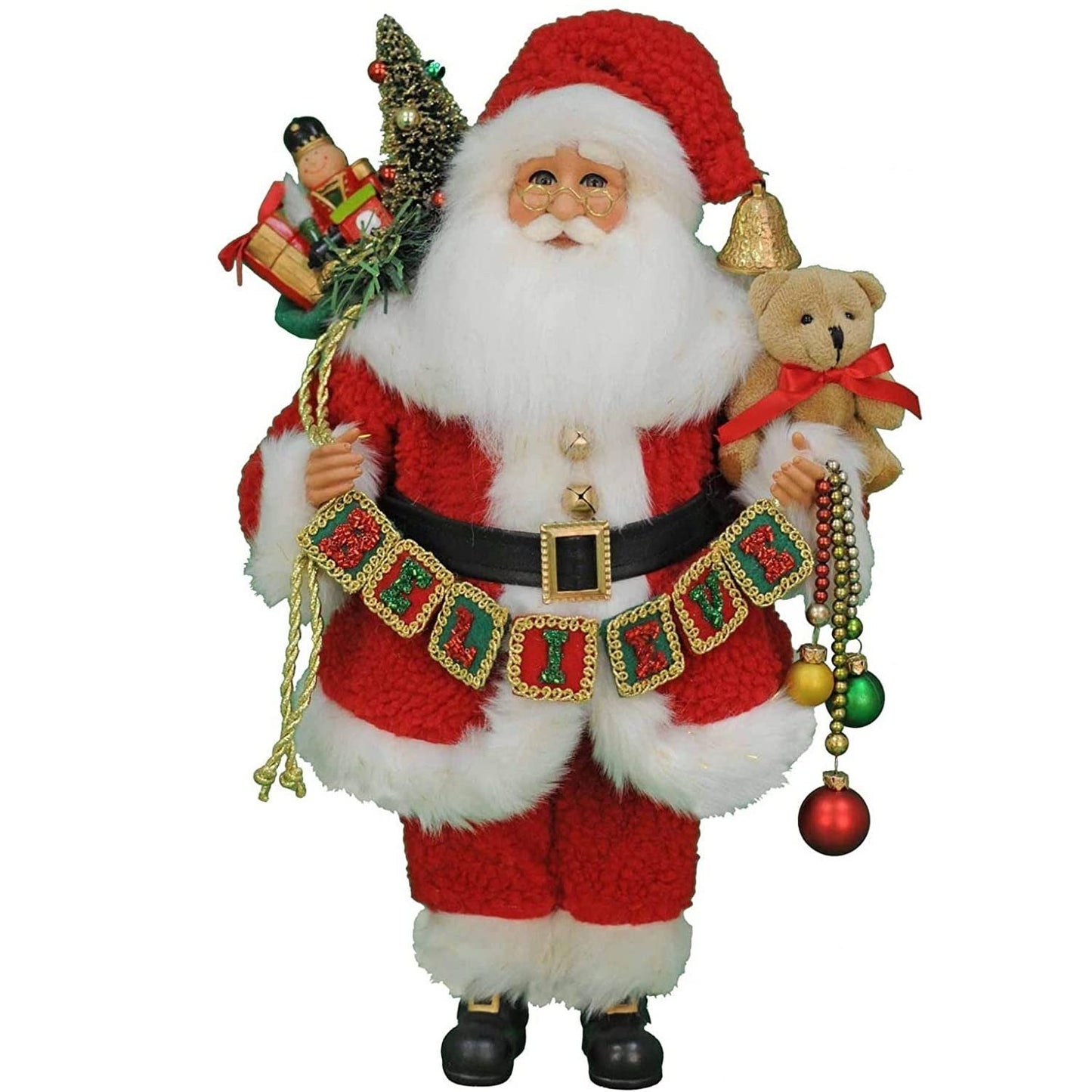 Karen Didion Originals Believe Santa Figurine, 17 Inches - Handmade Christmas Holiday Home Decorations and Collectibles