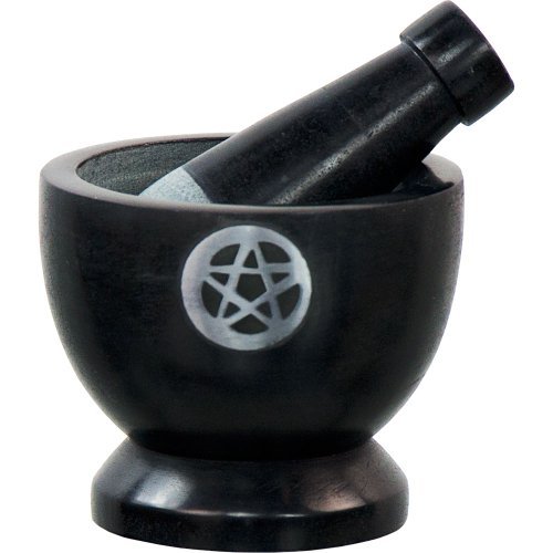 The New Age Source Soapstone Mortar & Pestle Pentacle Finding Black