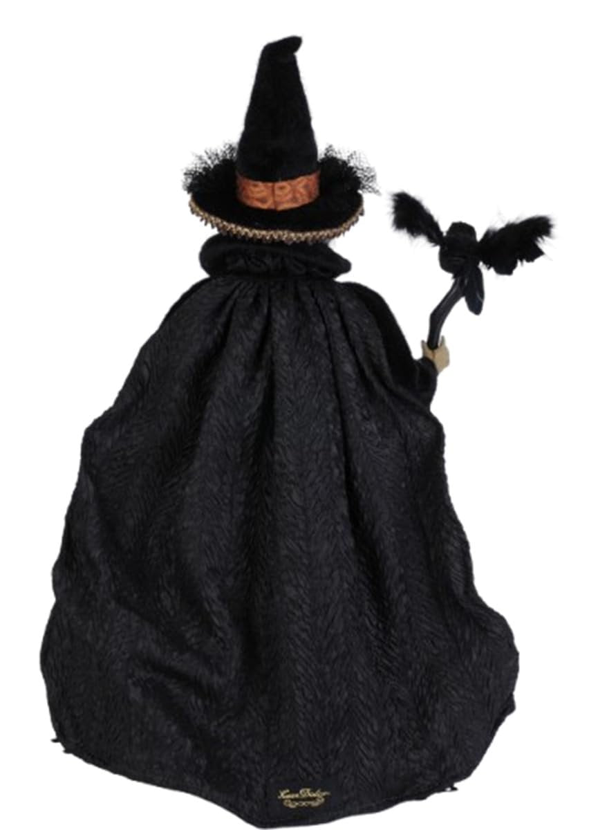 Karen Didion Matilda Witch Figurine Halloween Tabletop Decor with Lantern and Broom 21 Inches Tall Handcrafted Collectible