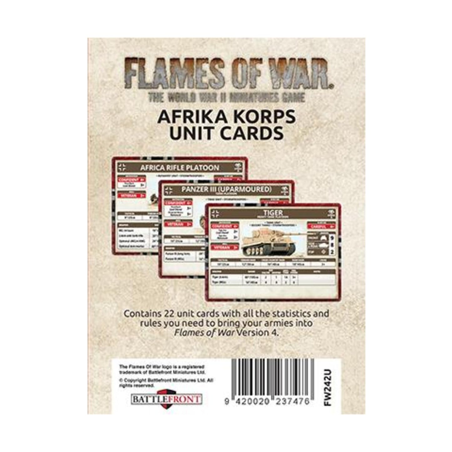 Flames of War: Mid War: Afrika Korps Unit Cards