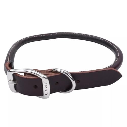 Coastal Pet Circle T Latigo Leather Round Dog Collar - Handcrafted Leather Pet Collar for Dogs - Comfortable Dog Collar for Dogs with Long Hair or Sensitive Skin
