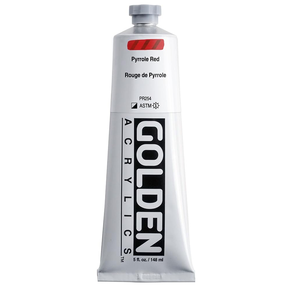 Heavy Body Acrylics by GOLDEN, Pyrrole Red, 5 fl. oz. Tube, Professional Acrylic Paint, Semi-Opaque