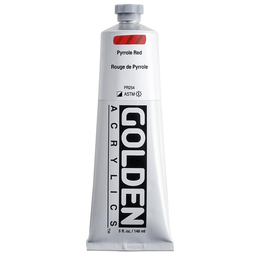 Heavy Body Acrylics by GOLDEN, Pyrrole Red, 5 fl. oz. Tube, Professional Acrylic Paint, Semi-Opaque