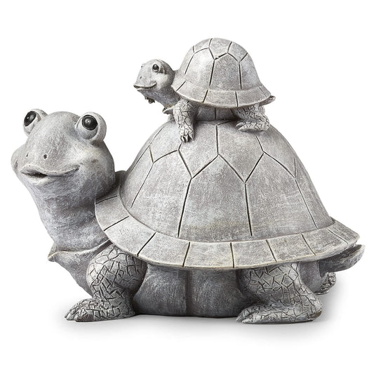 Roman Garden - Turtle and Baby Statue, 7" H, Pudgy Pals Collection, Resin and Dolomite, Decorative, Garden Gift, Home Outdoor Decor, Durable, Long Lasting