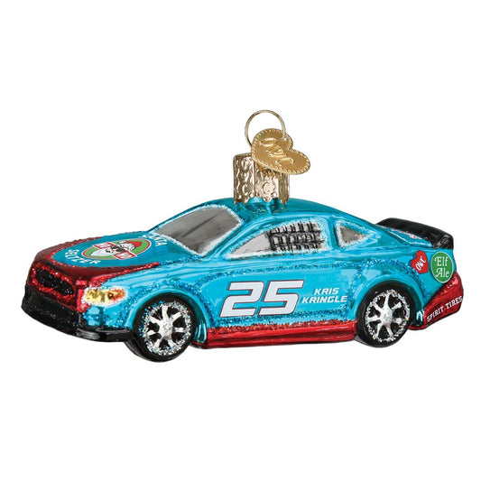 Old World Christmas Racing Sports Car Glass Blown Ornament for Christmas Tree, Handcrafted Holiday Decoration, Transportation Collection