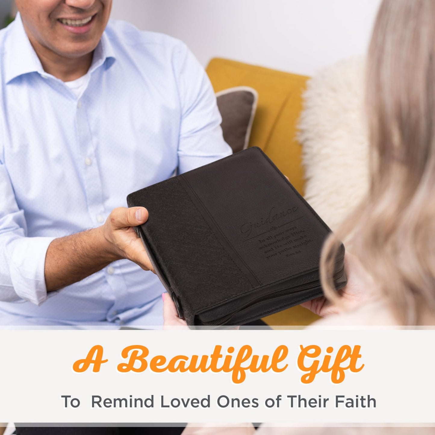 Christian Art Gifts Men's Classic Bible Cover Guidance Proverbs 3:6, Black Faux Leather