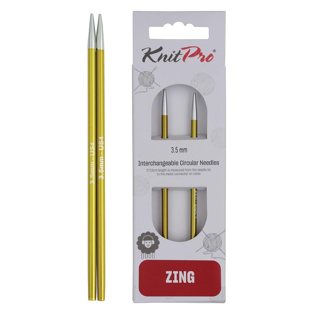 KnitPro Zing Interchangeable Circular Needles 4" (10cm)