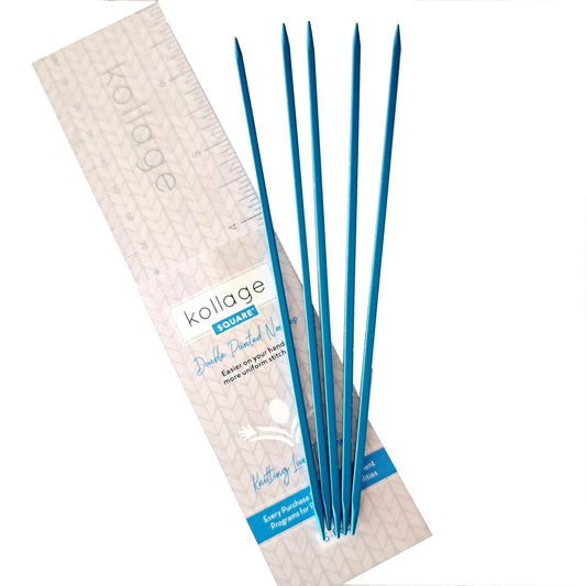 Kollage Square Blue Double Pointed Knitting Needles, 7" / 17 cm, Set of 5,