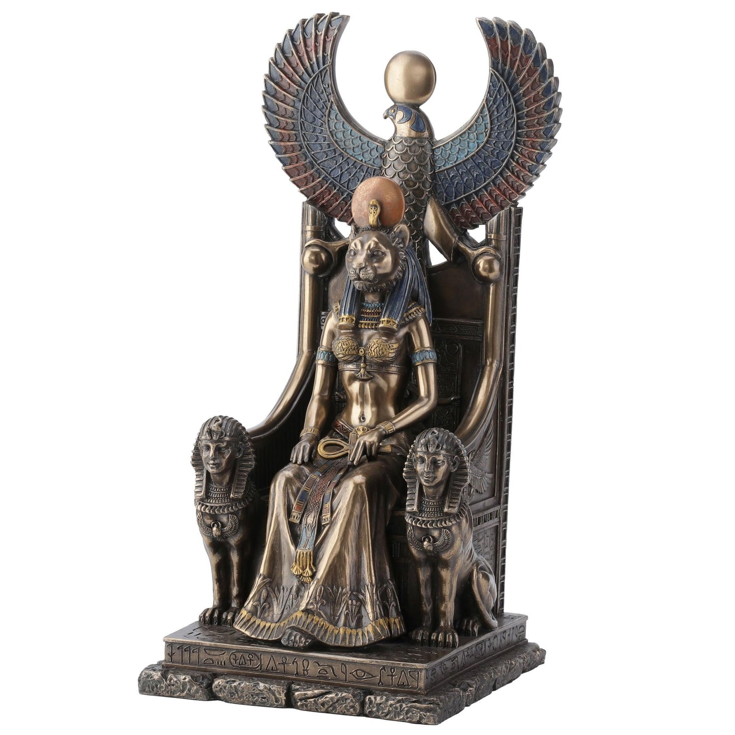 Veronese Design 11 Inch Sekhmet Egyptian Goddess of Healing Sitting on Throne Cold Cast Resin Antique Bronze Finish Statue