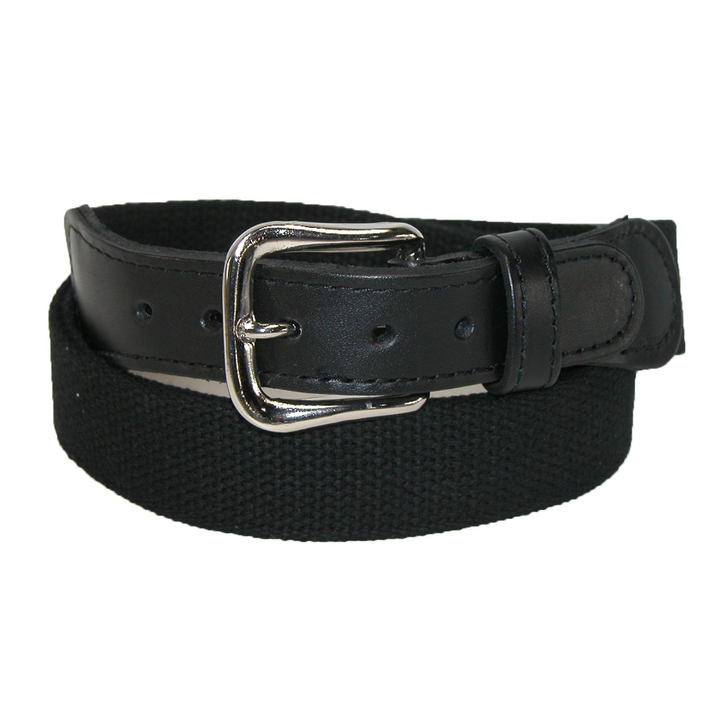 Boston Leather Men's Cotton Web Belt with Leather Tabs, 40, Black