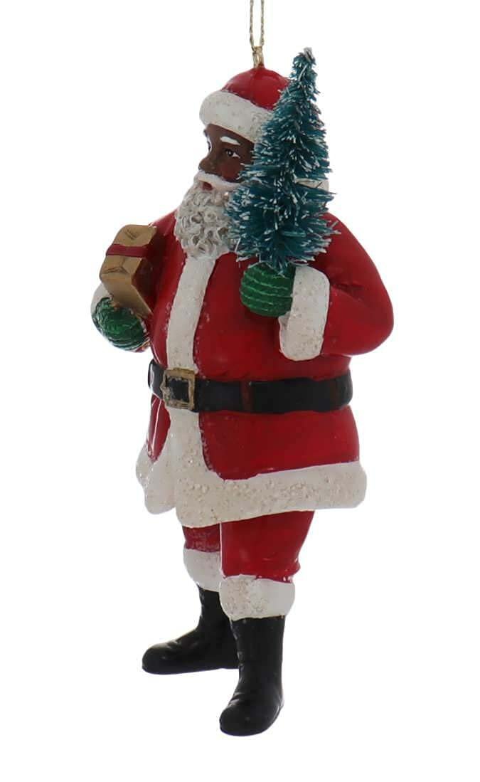 K.A. Kurt Adler, African American (Black) Santa Ornament (Santa with Tree)