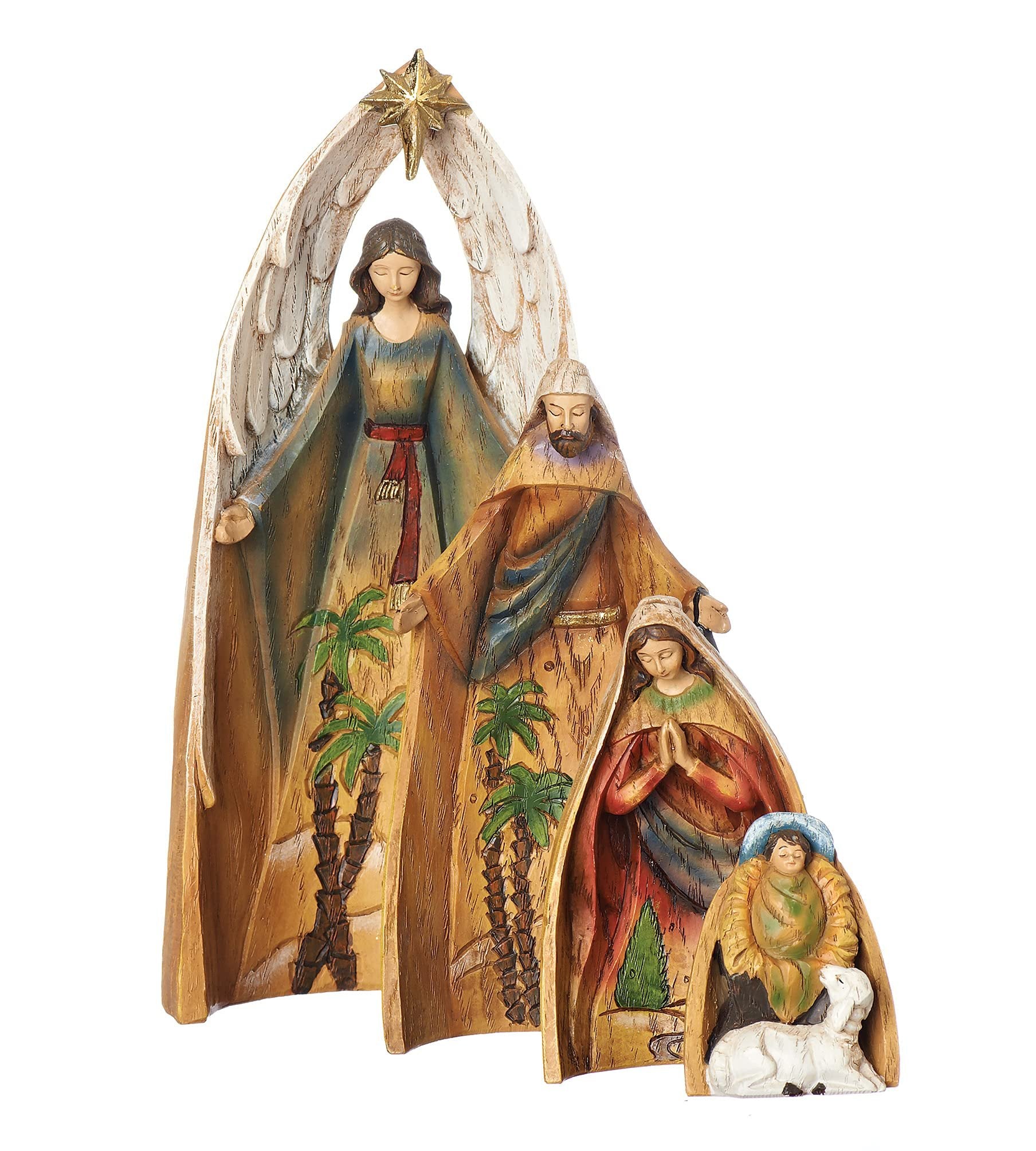 Holy Family Nativity Scene Christmas Nesting Figurine 4 Piece Set