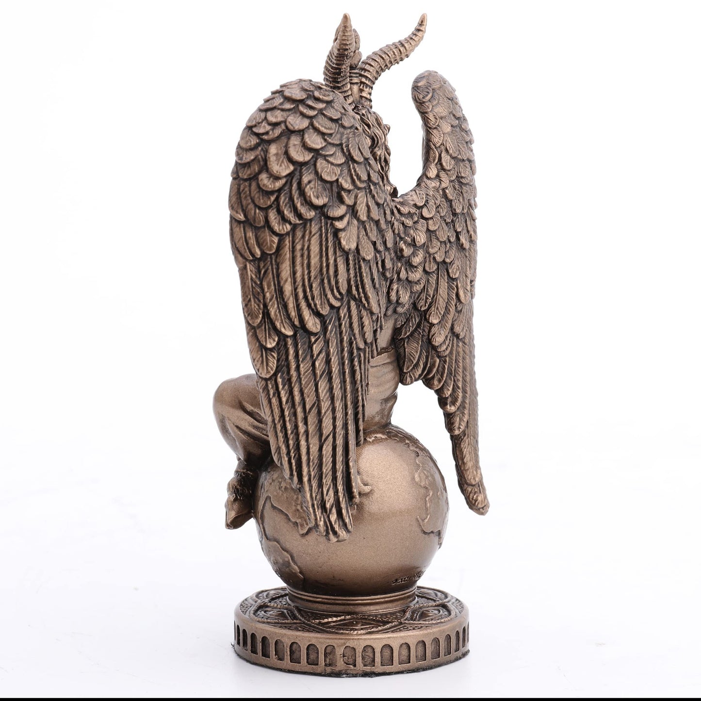 Veronese Design 4 1/2" Baphomet Sitting On The Globe Resin Figurine Hand Painted Bronze Finish
