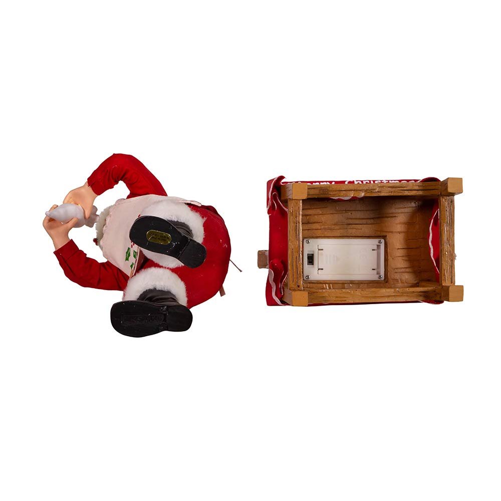Kurt Adler 10.5-Inch Battery-Operated Fabriche Santa Decorating LED Gingerbread House Table Piece (JEL1203)