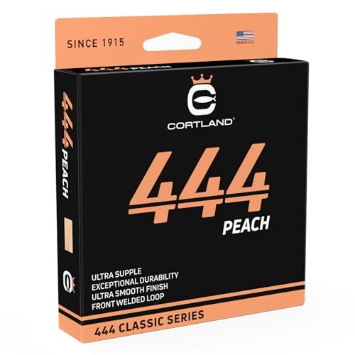 CORTLAND 444 Peach Fly Fishing Line with Front Welded Loop - 90 FT Durable Easy Casting Ultra Supple High Floating Classic Series Fly Rod Line for Freshwater