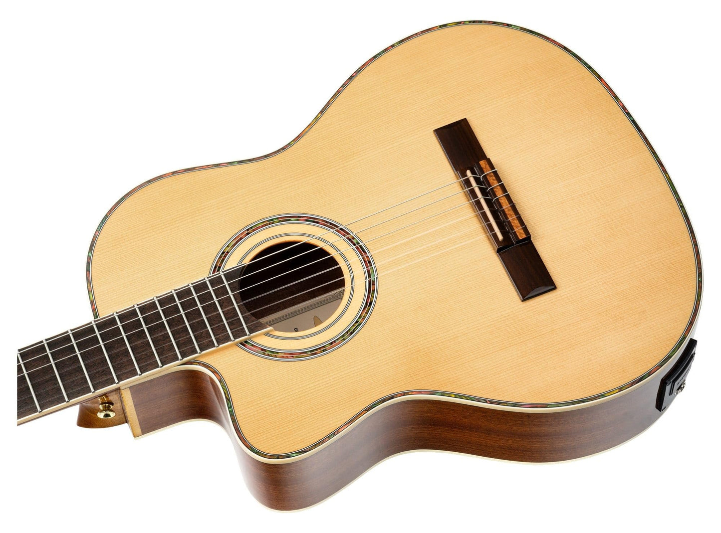 Ortega Guitars 6 String Family Series Pro Left-Handed Solid Top Acoustic-Electric Nylon Classical Guitar w/Bag, Full (RCE141NT-L)