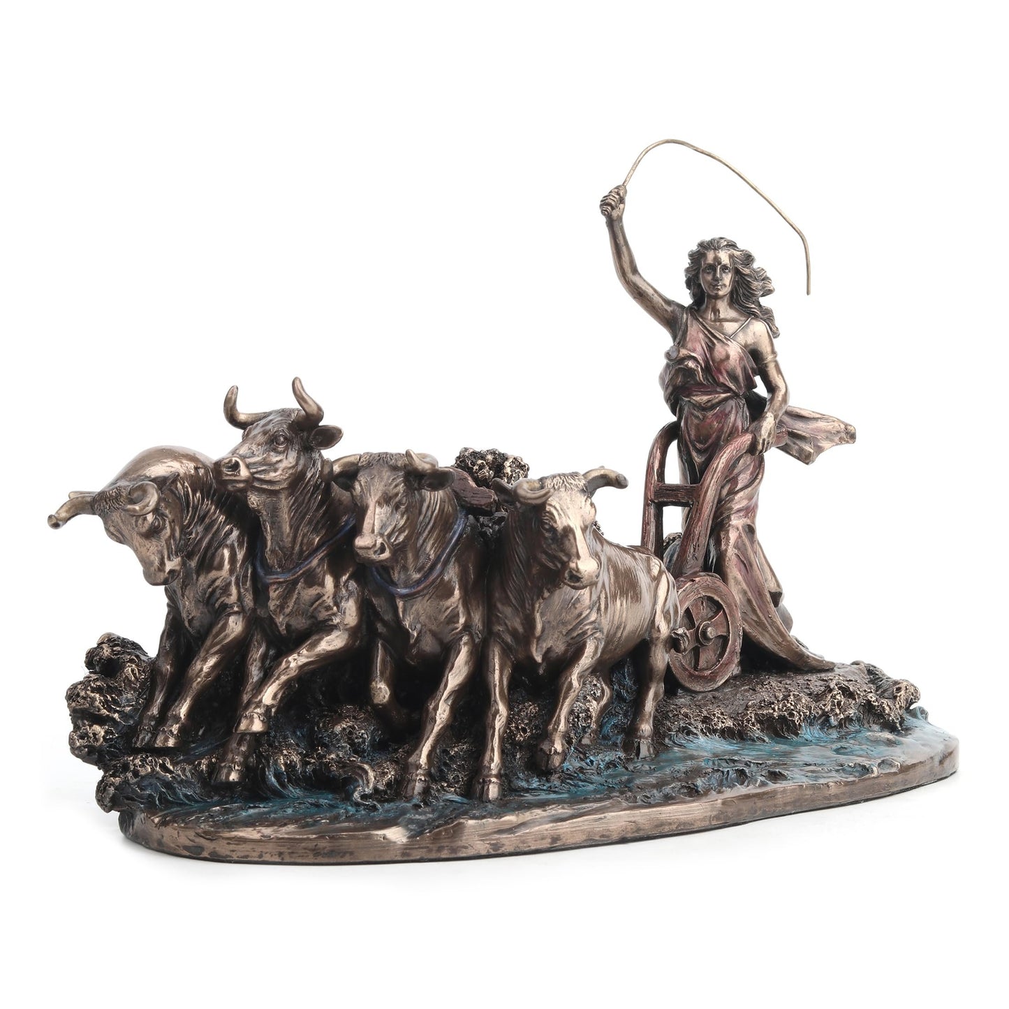 Veronese Design 7 1/2 Inch Gefjon Norse Goddess of Polowing Cold Cast Resin Bronze Finish Sculpture