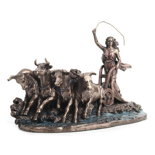 Veronese Design 7 1/2 Inch Gefjon Norse Goddess of Polowing Cold Cast Resin Bronze Finish Sculpture
