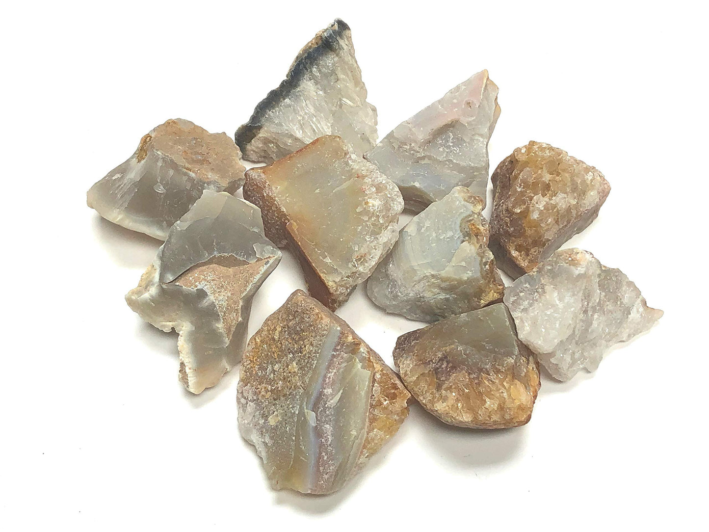 Zentron Crystal Collection Rough Natural Agate Stones - Large 1" Pieces with Velvet Bag