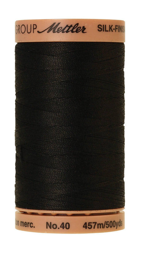 Mettler Silk-Finish Solid Cotton Thread, 500 yd/475m, Black