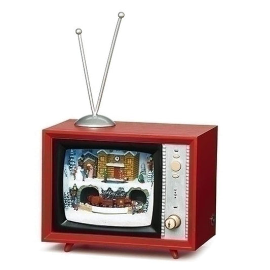 Christmas by Roman Inc., Amusements Collection, 5" H Musical LED TV North,Lantern, Snow Globe, Holiday Home Décor, Santa, Cardinal, Nutcracker, Snowman, Reindeer (4x6x5.25)