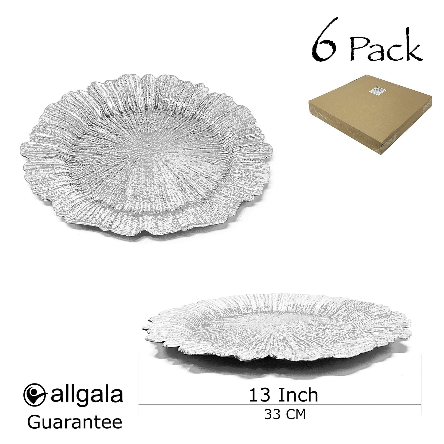 allgala Heavy Quality Round Charger Plates - Elegant Gold Chargers for Dinner Plates