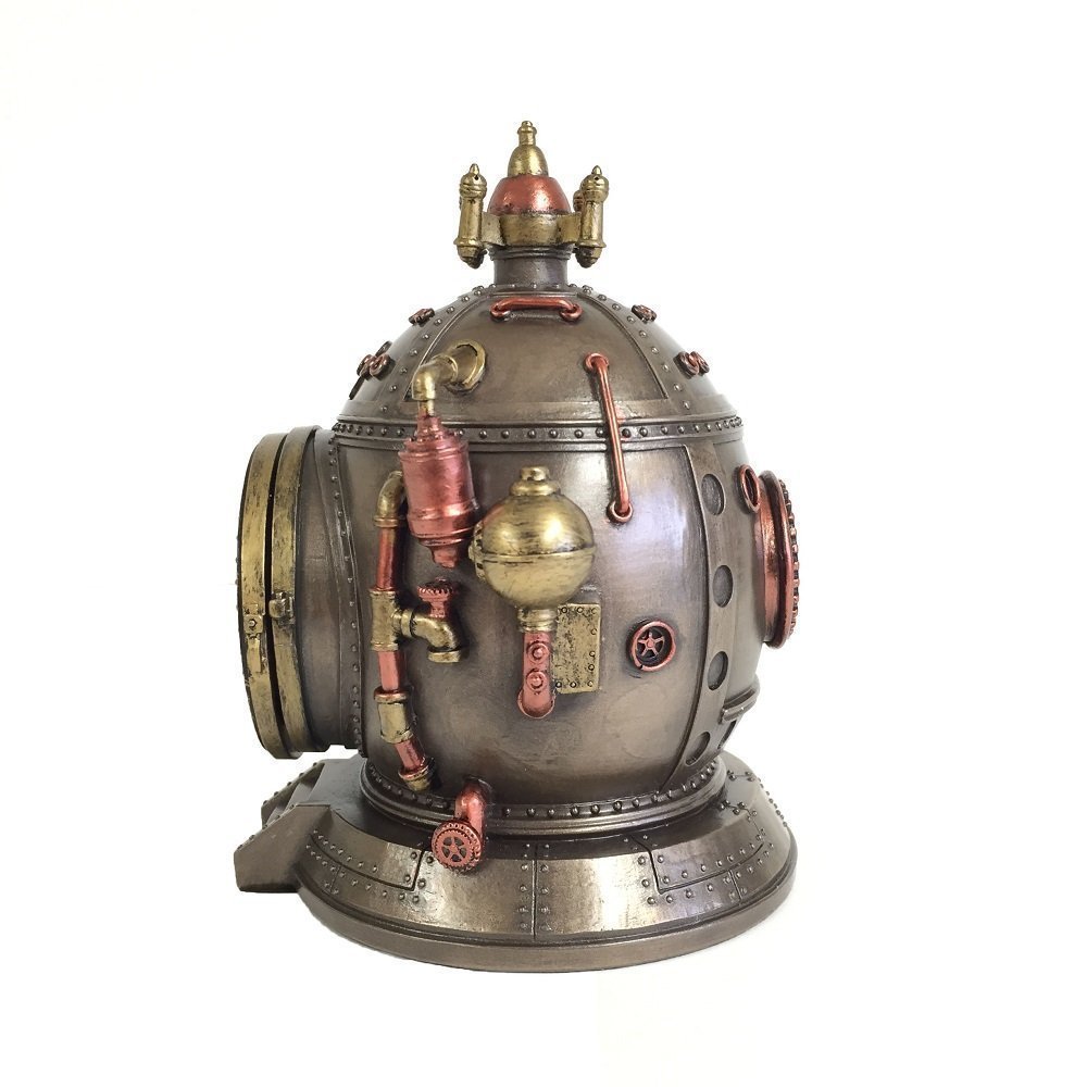 Veronese Design 6 1/8 Steampunk Time Machine Clock Secret Vault Stash Statue